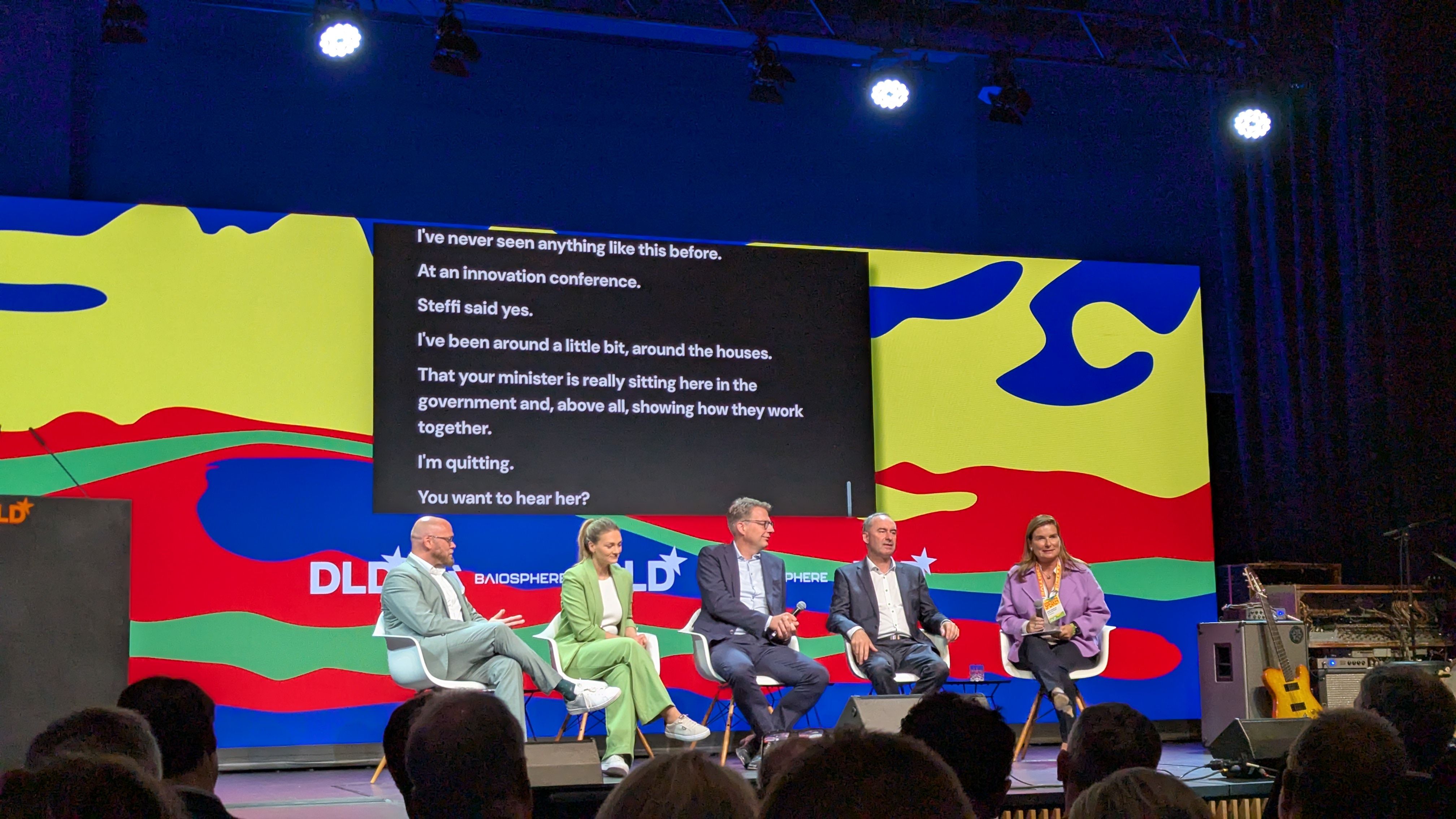 On stage at DLD: Hubert Aiwanger, Markus Blume, Judith Gerlach, and Fabian Mehring highlighted Bavaria’s commitment to AI.